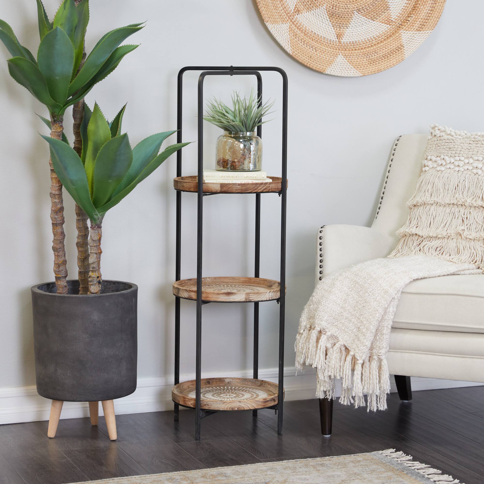 Brown Wood Traditional Shelving Unit 43" x 15" x 15"